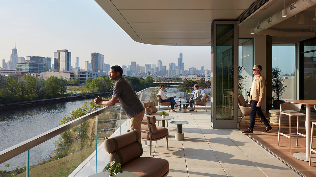 A person overlooking the city of Chicago at 1229 W Concord