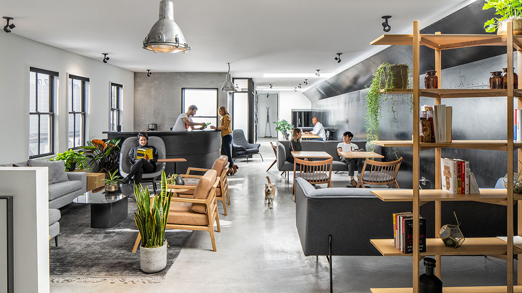 A group of people in a room.