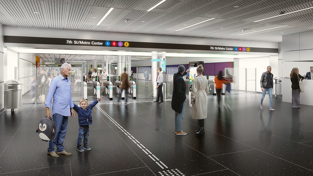 A group of people at an airport.