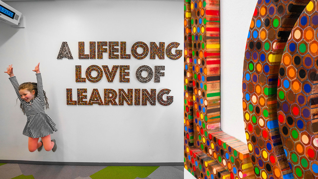 A child jumping in front of 