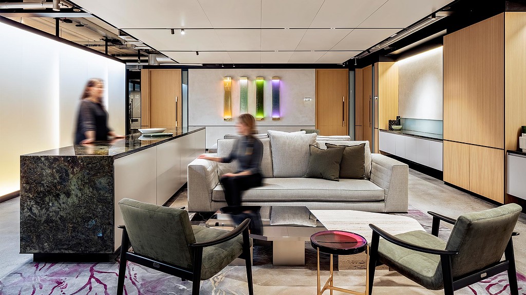 Financial services firm London headquarters lounge