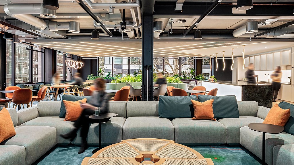 Financial services firm London headquarters lounge