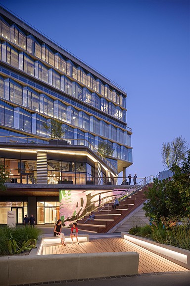 West Edge building in the evening