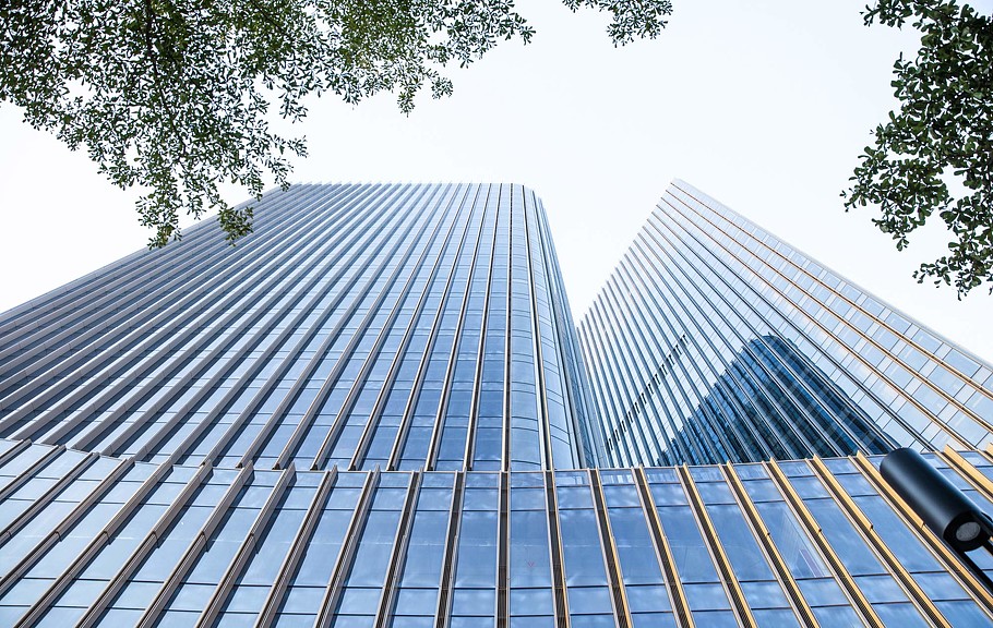 Avary Time Center low angle view