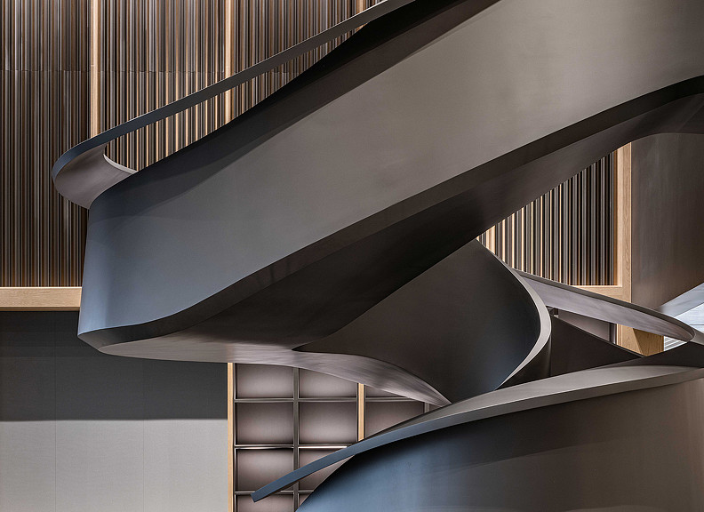 Avary Time Center interior spiral staircase