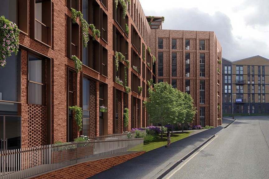 Holliday Street residential building street view rendering
