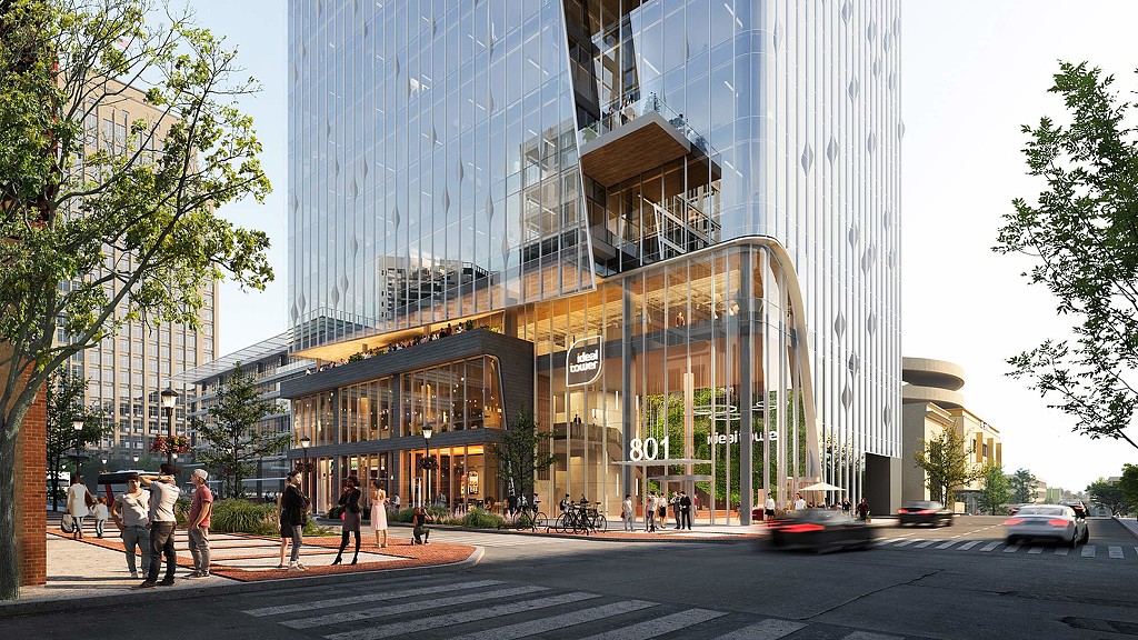 Ideal Tower street level rendering