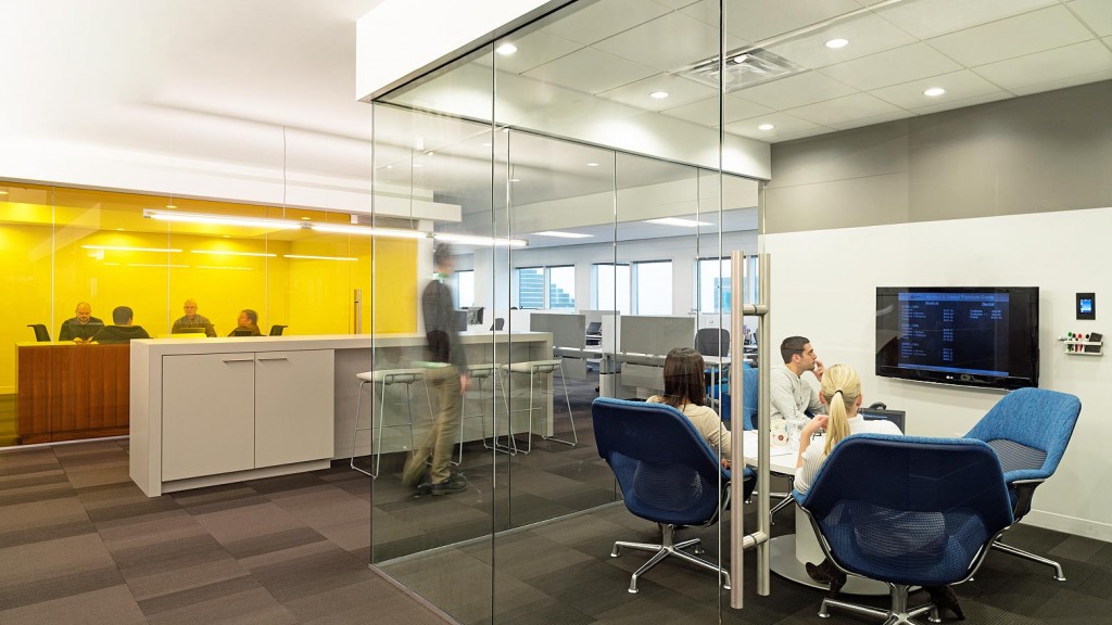 A group of people in an office.