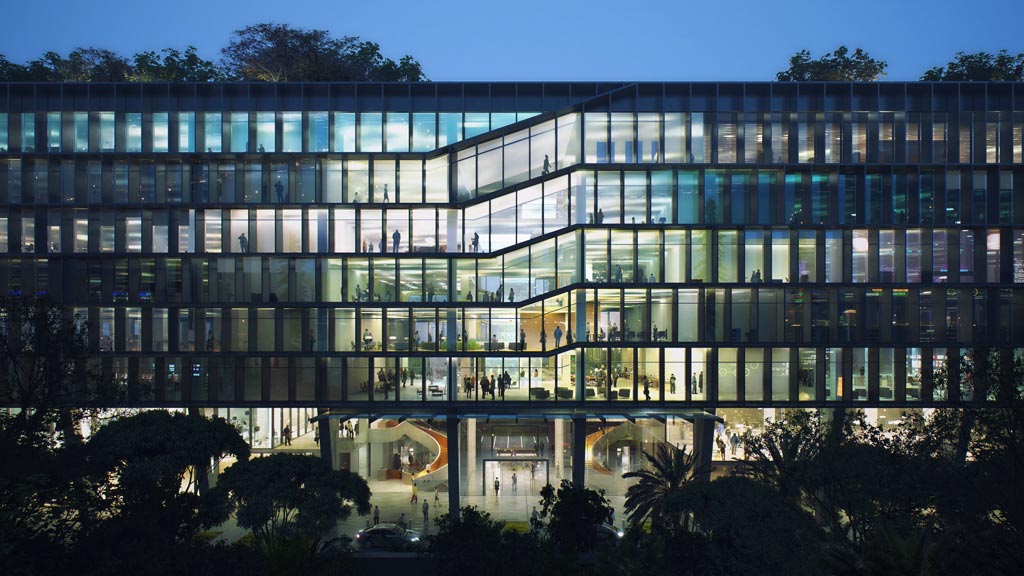 A building with many windows.