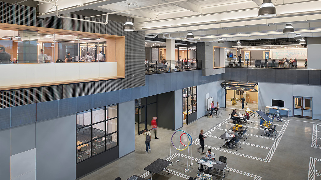 California Baptist University, College of Engineering work space view from 2nd floor