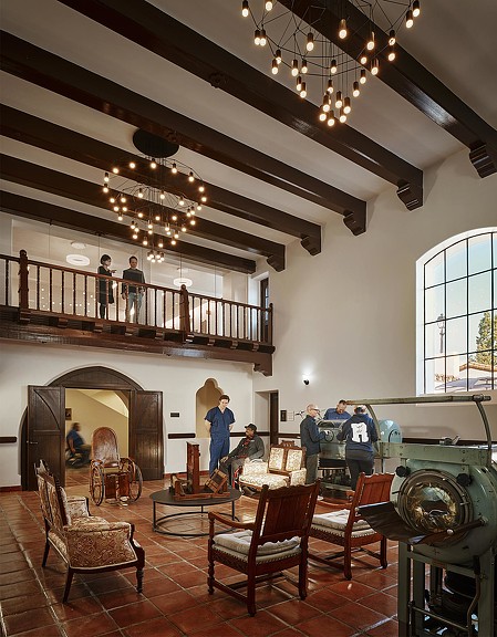 Rancho Los Amigos interior space with light fixtures