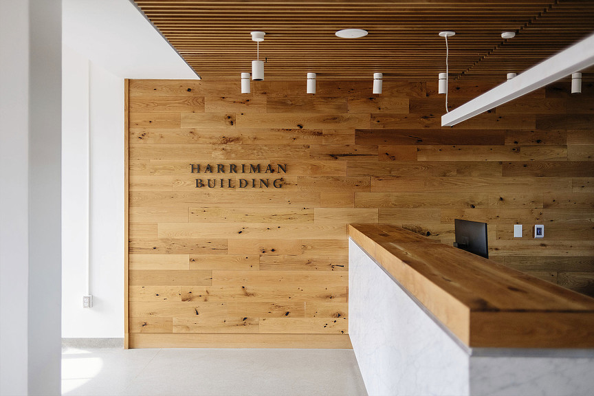 Rancho Los Amigos Harriman Building reception with sign