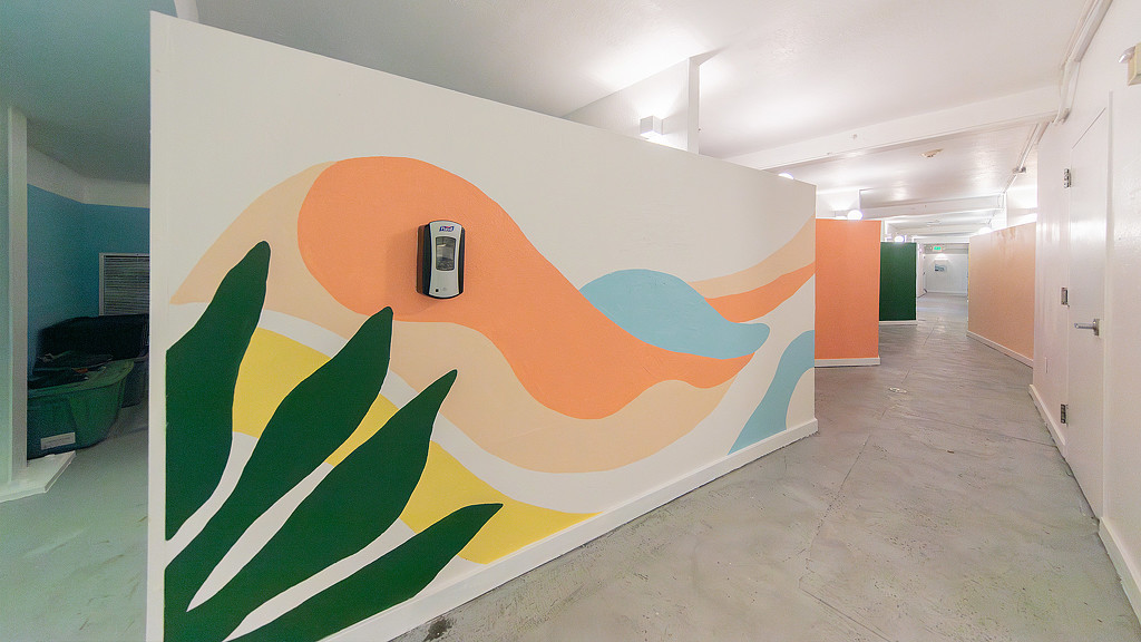 The Lark Inn wall mural in dorm
