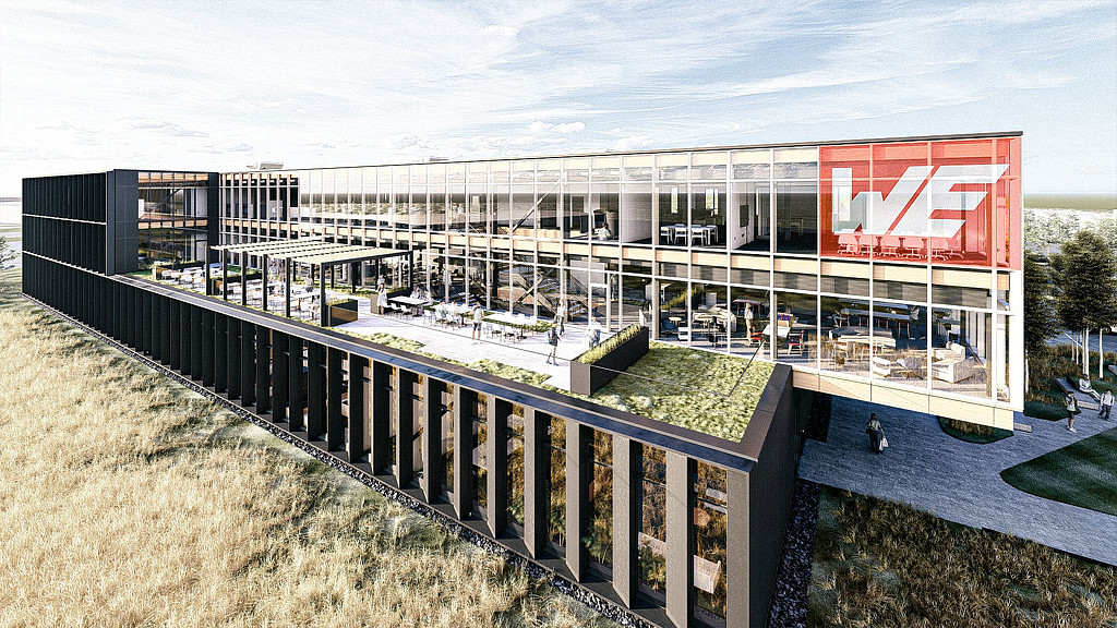 A building with a fence around it.