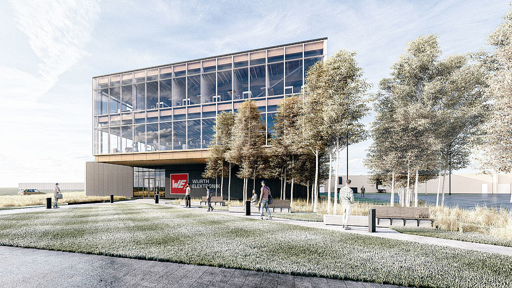 The front walk in entrance of Wurth Electronics Midcom