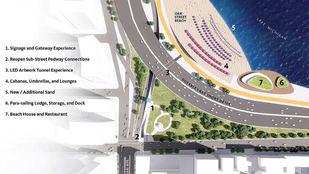 Site plan of proposed Michigan Avenue changes