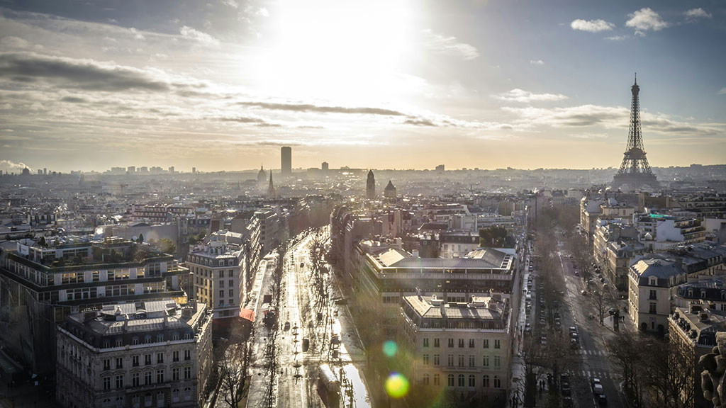 A city with a river running through it.