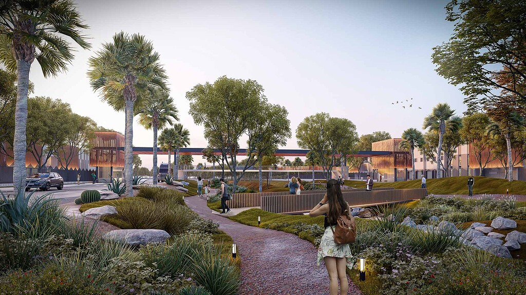 A person standing in a garden.