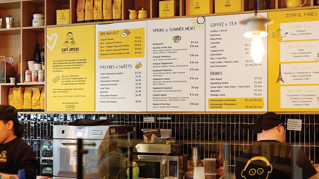 A restaurant with menus.