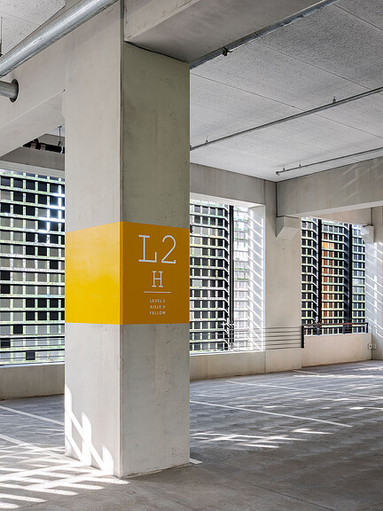 Alta Garage Level 2 parking level pillar close-up