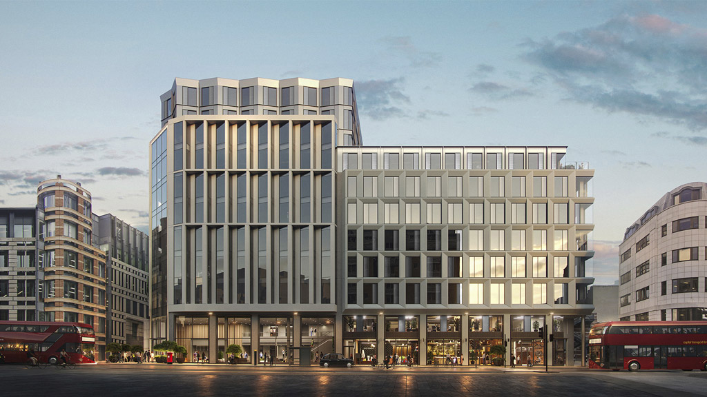 A large building with many windows.