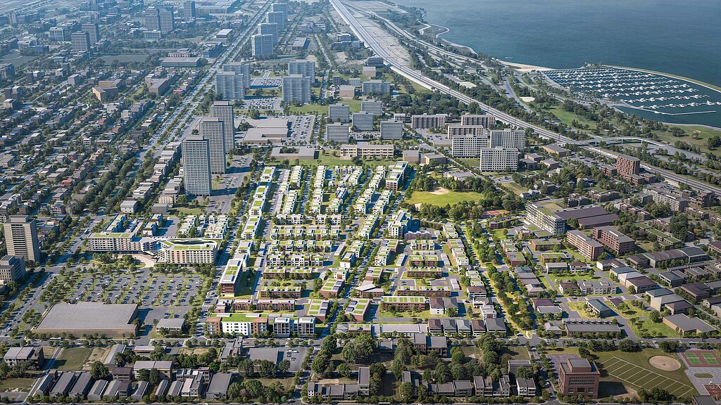 A city with a river running through it.