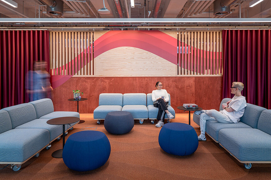 Virgin Media O2 Headquarters with blue couches