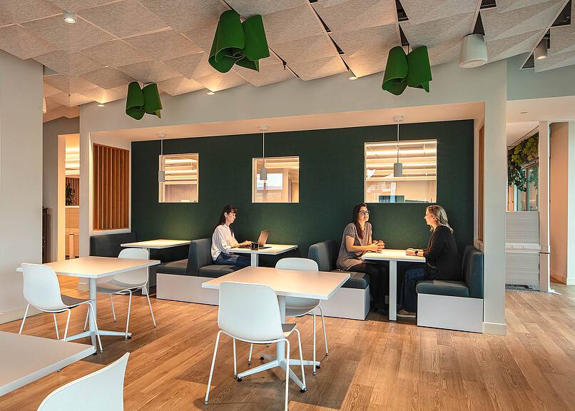 Workday Beaverton interiors with seating booths