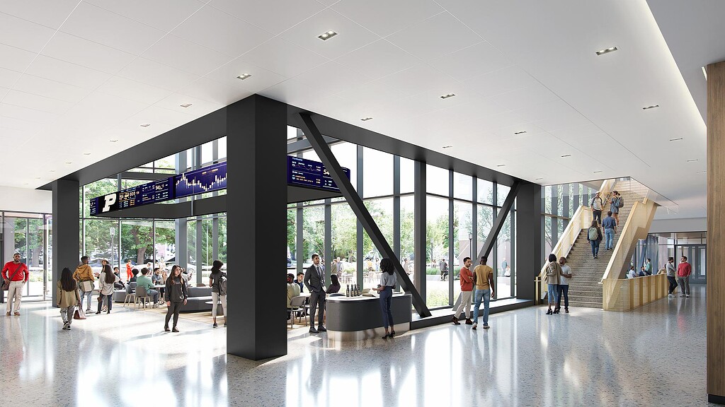 Interior rendering of Purdue Daniels School of Business