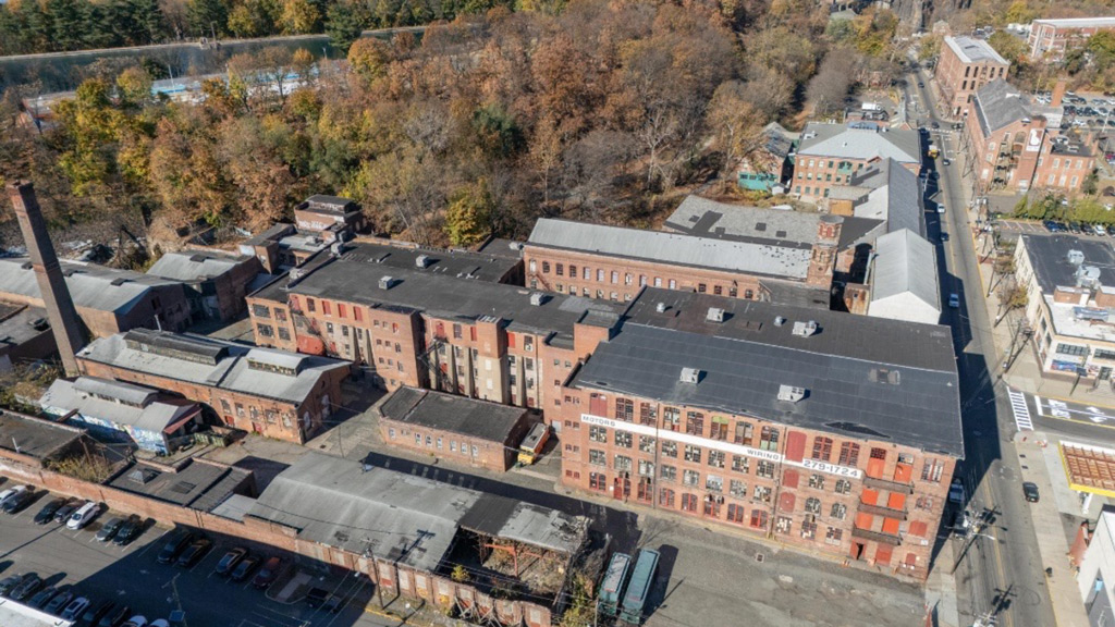 A high angle view of buildings.