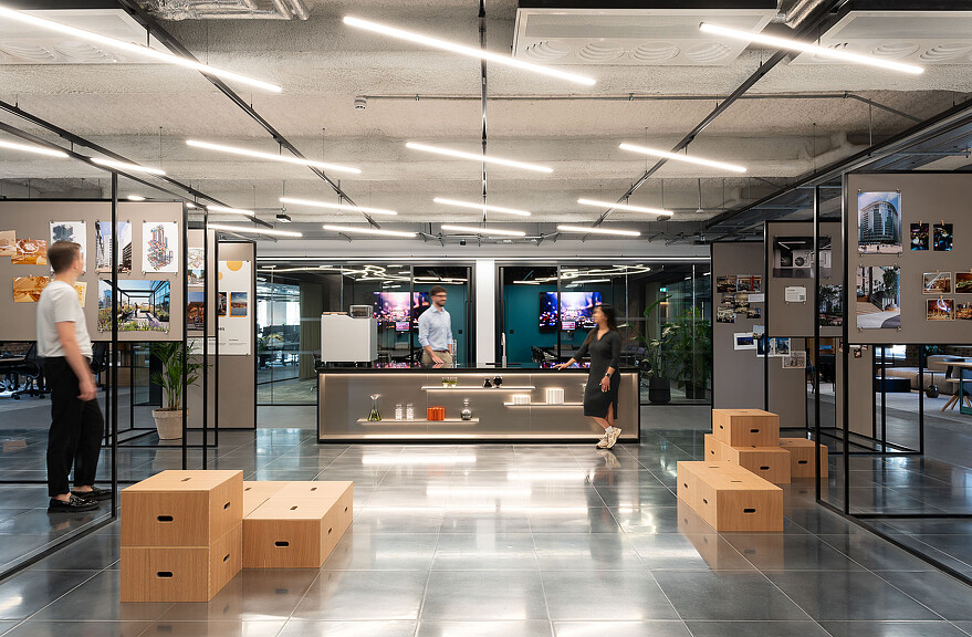 Hilson Moran’s Living Lab collaboration space with pin-up boards