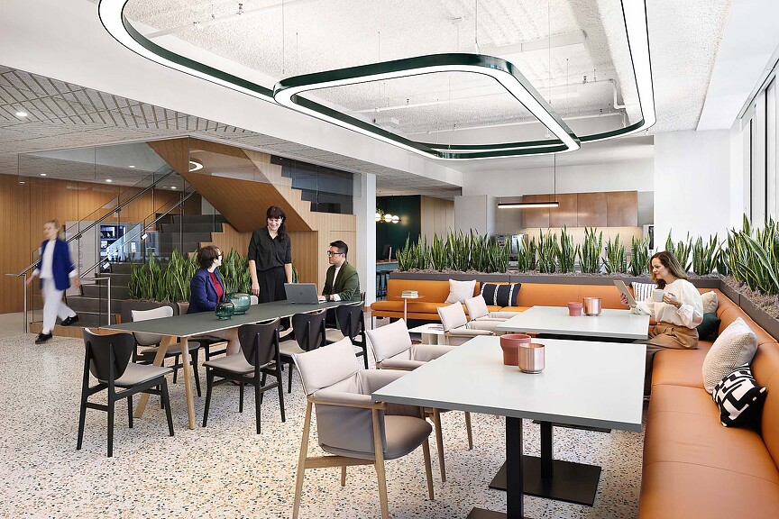 A group of people in a room.