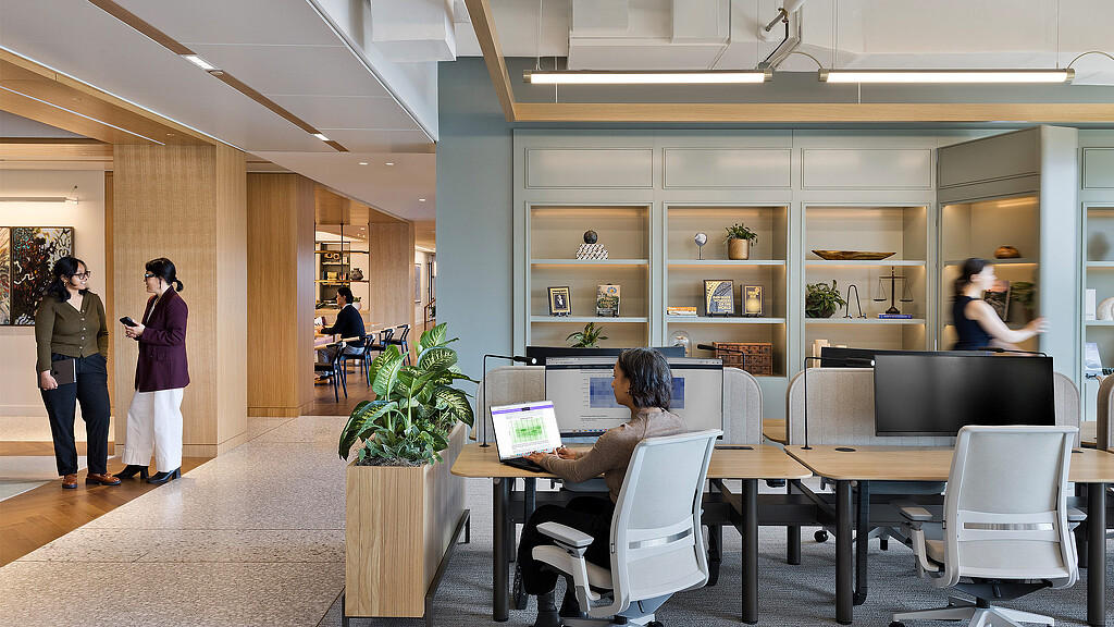 A group of people in a room.