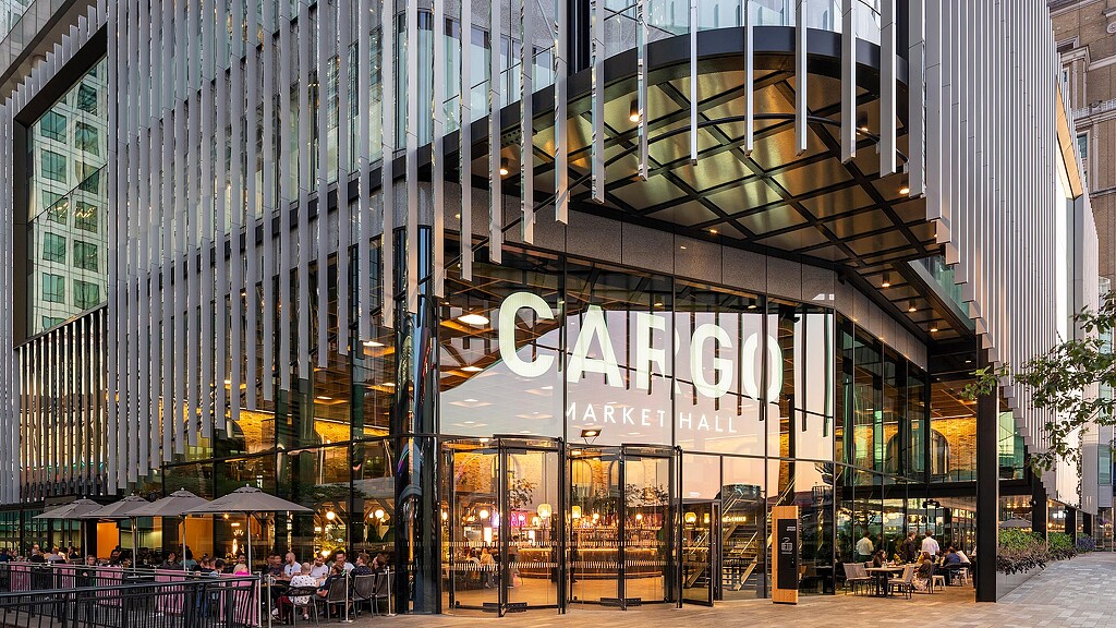 A building with a sign on the front.