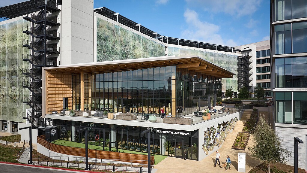 A building with glass walls.