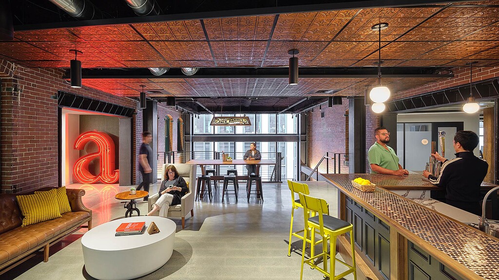 A group of people in a room.