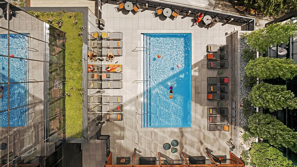 A building with a large courtyard.