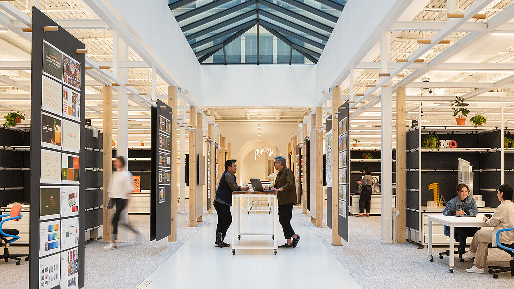 Gensler San Francisco office central hallway with skylight