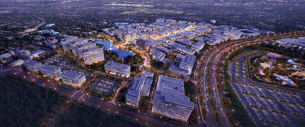 A city with a river running through it.