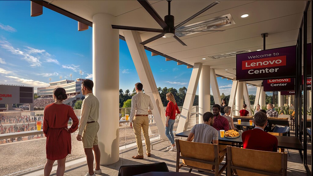 People sitting at tables.