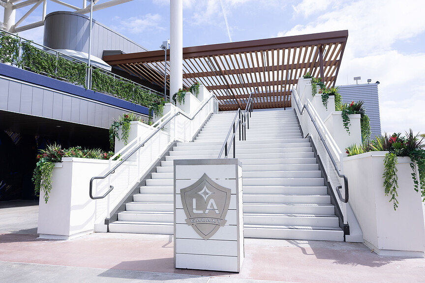 A staircase leading up to a building.