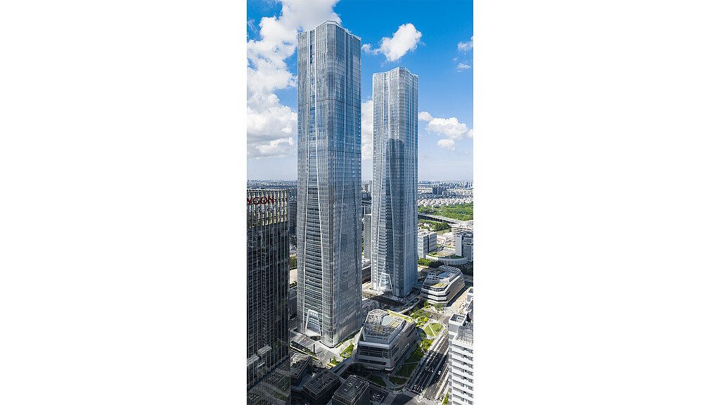 A couple of tall buildings.