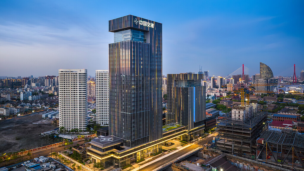 A city with tall buildings.