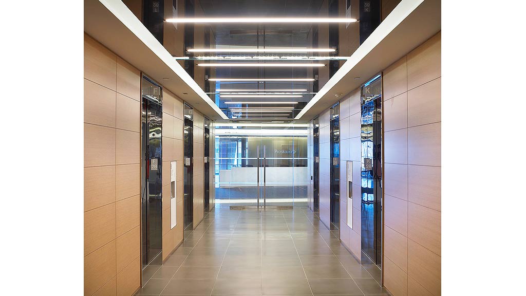 A hallway with doors.