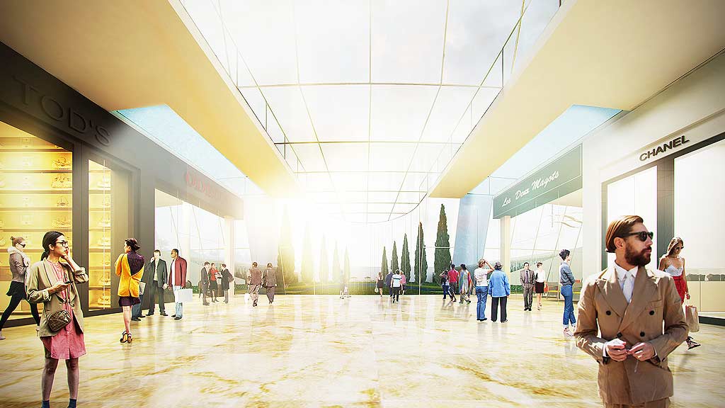 A person standing in a large building.