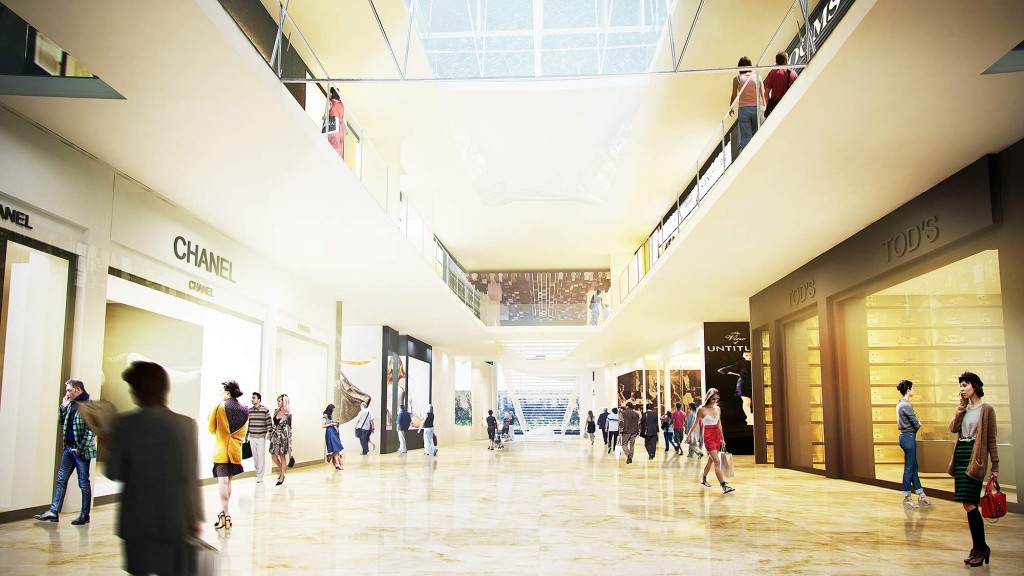 People walking in a large building.