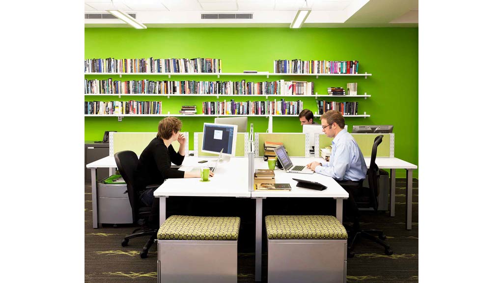 People working at a table.