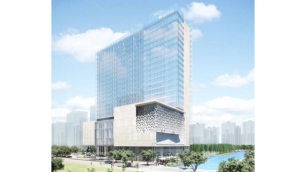 A modern building with a glass front.