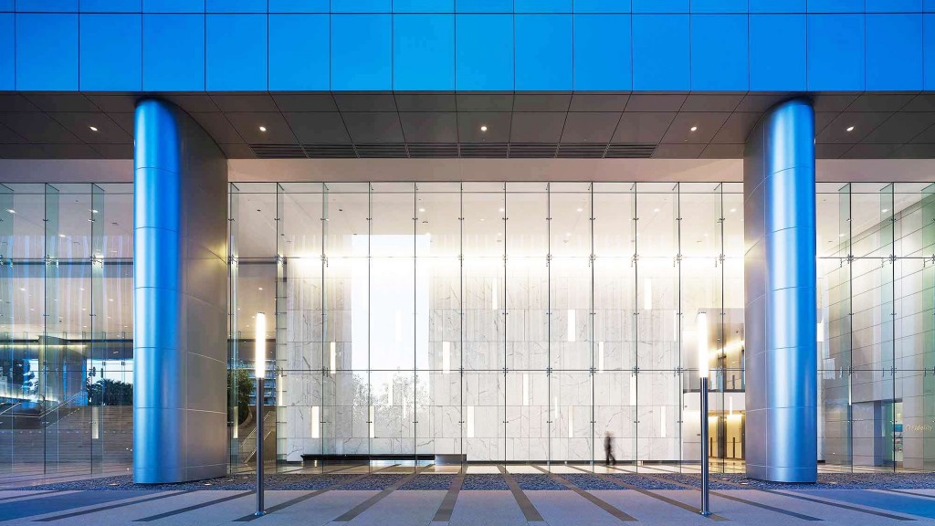 A building with glass walls.