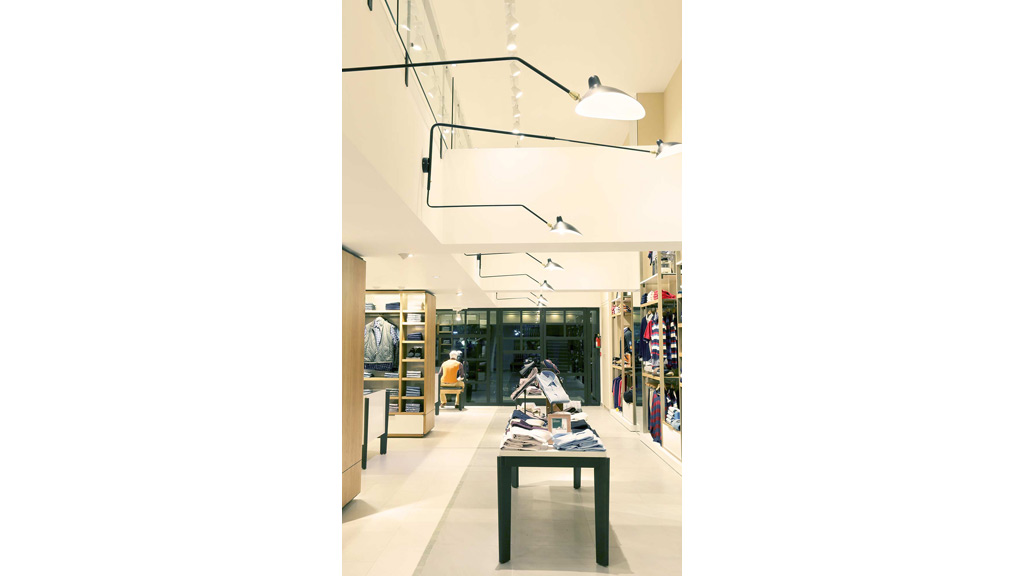 A store with a glass ceiling.